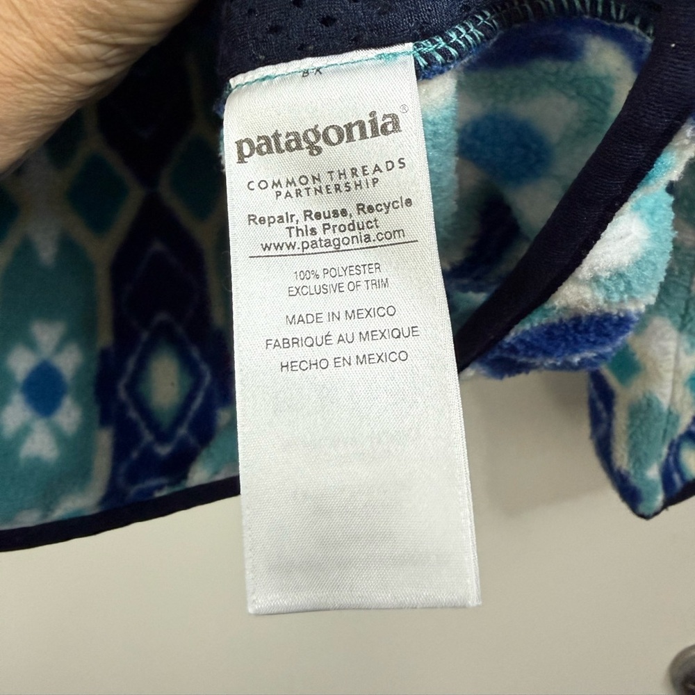 Patagonia Synchilla, blue Pine Patch Snap-T Hooded Full-Zip Fleece Jacket XS - Picture 5 of 6